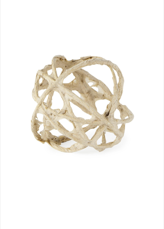 lot 5109092 image: Mercana Kali 4.5L x 4.5W x 4.5H Small Beige Decorative Metal and Paper Object 69670 4.53H x 4.53W x 4.53D - Retail $33