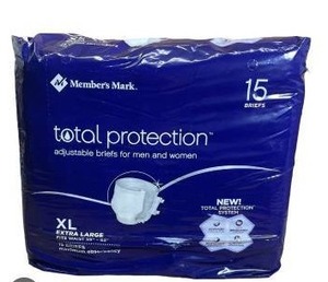 lot 12711 image: Members Mark 7491 XL Total Protection Adult Briefs 15 Ct Unisex Disposable