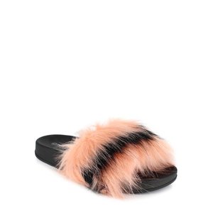 lot 12715 image: PORTLAND by Portland Boot Company Faux Fur Slide Slipper, Womens 8M