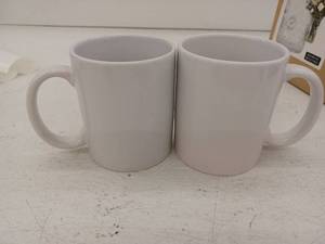 lot 12804 image: Set Of 2 White Mugs 11 Oz Dishwasher & Microwave Safe