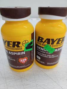 lot 12816 image: Bayer Aspirin 325mg Pain Reliever Fever Reducer, Lot of 2