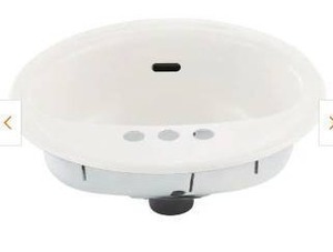 lot 12835 image: White Porcelain Oval Bathroom Sink