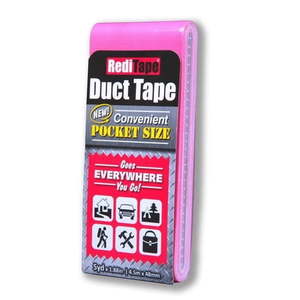 lot 12852 image: Reditape 4791547 15 ft. x 1.88 in. Pink Solid Color Pocket Size Duct Tape, Red
