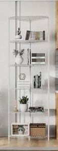 lot 12862 image: FUNKOL 6 Tier Heavy Duty Steel Wire Corner Shelving Unit in White, 20 in. W x 20 in. H x 72 in. D