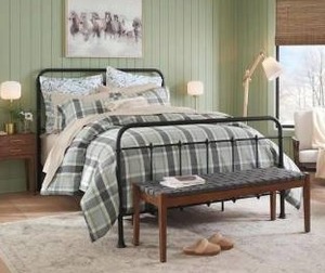 lot 12864 image: StyleWell Dorley Farmhouse Black Metal Queen Bed 64.76 in W. X 53.54 in H.