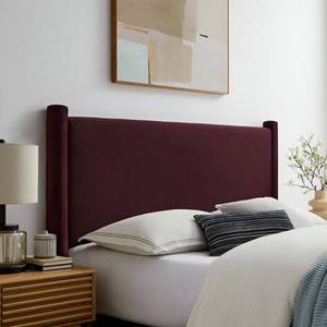 lot 12876 image: Rael Queen Upholstered Headboard with Pillars in Mulberry