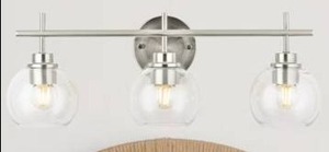 lot 12890 image: Becki Owens Clear Glass 3-Light Bath Light Bar