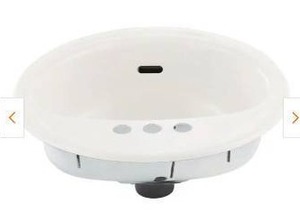 lot 12891 image: White Porcelain Oval Bathroom Sink