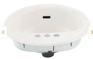 lot 12892 image: White Porcelain Oval Bathroom Sink