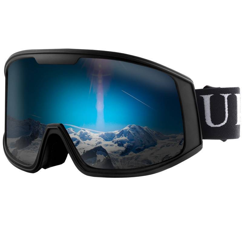 lot 56458 image: SkiSnowboard Goggles for Men Women, Snow Goggles HD Lens Anti-Fog Coating OTG Design UV400 Protection Windproof (Black Frame Black HD Lens) - Retail $26