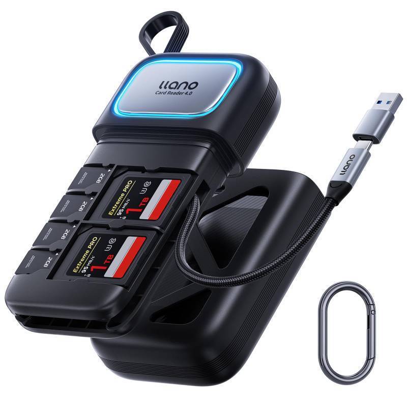 lot 62360 image: F15 2-in-1 High-Speed SDMicro SD Card Reader Adapter(UHS-II Supported),Holder Case, Built-in Slot Storage, Compatible with iPhone, Android, PC, MacBook, Laptop, Dual Slot, USB Type-C 3.2 Gen1 - Retail $34