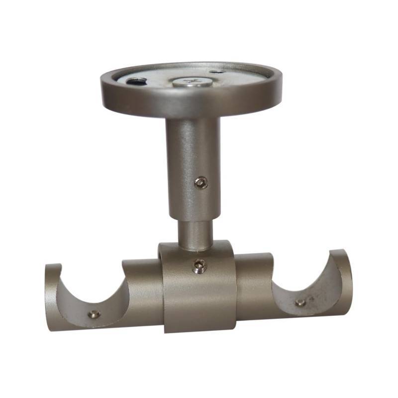 lot 62368 image: 2 Pack Diameter 19mm(0.75 inch) Double Curtain Rod Bracket - Modern Ceiling Mount Double (satin silver) - Retail $15