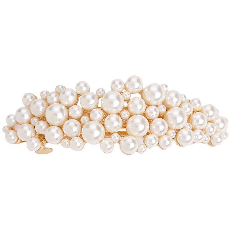 lot 62385 image: Large Pearl Hair Accessories Metal Vintage Hair Barrettes French Double Clasp Barrettes Decorative Hair Clasps Accessories for Women Girls (Large 01) - Retail $13