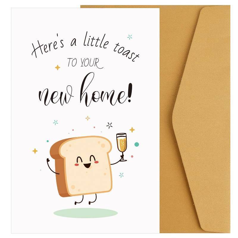 lot 62390 image: New Home Card, Creative Housewarming Greeting Card with Envelope Funny Paper New Apartment Card Cheers to Your New House New Home Card Congratulations (Style 2) - Retail $6