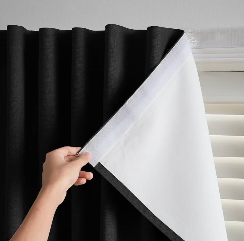 lot 62421 image: Self Adhesive Curtain No Rod Needed, Blackout Curtains No Drill for Easy Installation, Adhesive Curtains for Window Privacy (Black - W35xL60 in) - Retail $19