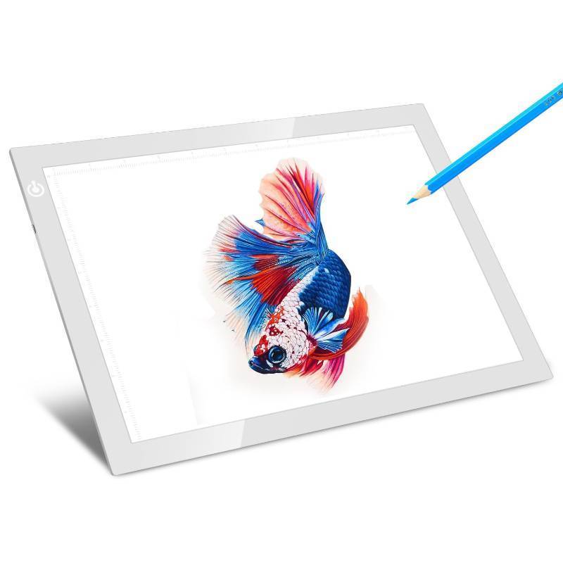 lot 62422 image: Portable A4 LED Copy Board Light Tracing Box, Silver Ultra-Thin Adjustable USB Power LED Trace Light Pad for Tattoo Drawing, Streaming, Sketching, Animation, Stenciling - Retail $19