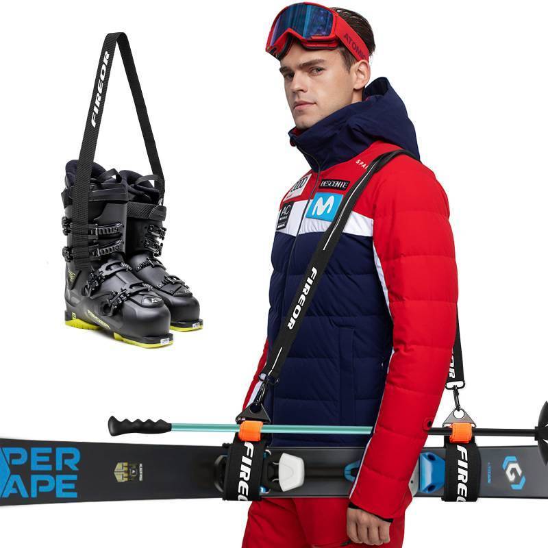 lot 62443 image: Ski Carrier Strap, Snowboard, Pole and Boot Carry Sling Band Kit Fathers Day Gifts for Family Dad Men Women & Kids - Retail $10