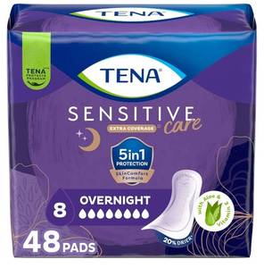lot 45953 image: Tena Sensitive Care Incontinence Pads, Bladder Control, Postpartum for Women, Overnight Absorbency, Extra Coverage, COUNT UNKNOWN - Retail $23