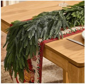 lot 45959 image: 6ft Real Touch Norfolk Pine Garland, Artificial Realistic Spring Greenery Garland for Easter Mantel Decor, Soft Faux Thick Greenery Table Runner for Wedding, Farmhouse Home & Stairs Banister - Retail $13