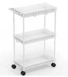lot 45964 image: SimpleHouseware Standard 3-Tier Slim Rolling Storage Cart, White - Retail $3