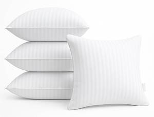 lot 45972 image: 18 x 18 Throw Pillow Inserts, Firm and Fluffy Decorative Square Pillows for Couch Bed Sofa with Soft Cotton Cover White Cushion with Down Alternative Pack of 4 - Retail $46