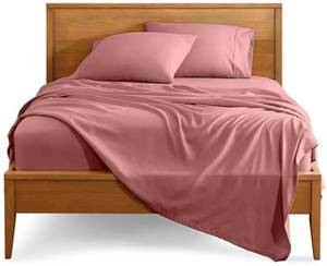 lot 45974 image: Bare Home Queen Sheet Set - 1800 Ultra-Soft Microfiber Queen Bed Sheets - Double Brushed - Deep Pockets - Easy Fit - 4 Piece Set - Bedding Sheets & Pillowcases (Queen, Dusty Rose) - Retail $42