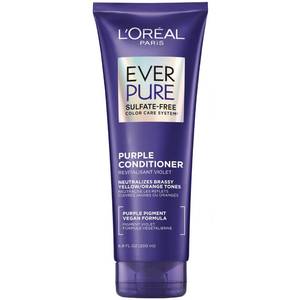 lot 2518 image: LOreal Paris Sulfate Free Brass Toning Purple Conditioner for Blonde, Bleached, Silver, or Brown Highlighted Hair, EverPure, 6.8 Fl Oz (Packaging May Vary) - Retail $10