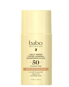 lot 2546 image: Babo Botanicals Daily Sheer Tinted Mineral Sunscreen Fluid SPF50 - Natural Zinc Oxide - Passion Fruit Oil - Golden-Hued Tint - Fragrance Free - Ultra-Lightweight - For Face - For all ages - Retail $24