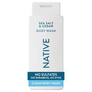lot 2565 image: Native Body Wash Contains Naturally Derived Ingredients  For Women & Men, Sulfate, Paraben, & Dye Free Leaving Skin Soft and Hydrated  Sea Salt & Cedar 18 oz - Retail $11