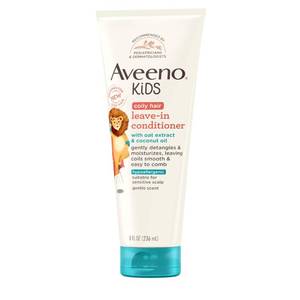 lot 2595 image: Aveeno Kids Coily Hair Leave-In Conditioner, Toddler Leave-In Conditioner for Sensitive Scalps Gently Detangles & Moisturizes Leaving Natural Curls & Coils Smooth, Hypoallergenic, 8 fl. oz - Retail $9