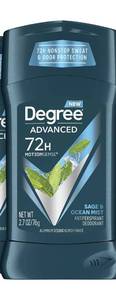 lot 2610 image: Degree Men Advanced Antiperspirant Deodorant 72-Hour Sweat and Odor Protection Sage and Ocean Mist Deodorant for Men with Motionsense Technology 2.7 oz  - Retail $5