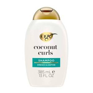 lot 2685 image: OGX Quenching  Coconut, Curl-Defining Shampoo, Hydrating & Nourishing Curly Hair Shampoo with Coconut Oil, Citrus Oil & Honey, Paraben, Sulfate-Free Surfactants, 13 floz - Retail $7