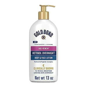 lot 2696 image: Gold Bond Age Renew Retinol Overnight Body & Face Lotion  Retinol Face and Body Lotion with Peptide Complex  13 oz