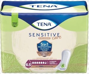 lot 2700 image: TENA Sensitive Care Extra Coverage Ultimate Incontinence Pads 52 Count  - Retail $12