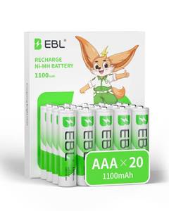 lot 2712 image: EBL 20 Pack 1500 Cycle 1100mAh AAA Ni-MH Rechargeable Batteries AAA (Typical 1100mAh, Minimum 1000mAh) - Retail $20