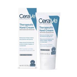 lot 2760 image: CeraVe Therapeutic Hand Cream for Dry Cracked Hands With Hyaluronic Acid and Niacinamide, Fragrance Free 3 Ounce - Retail $11