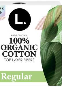 lot 2794 image: L. Ultra Thin Pads for Women, Regular Absorbency, Organic Cotton Top Layer, Unscented Pads with Wings (1 Pack of 28) - Retail $24