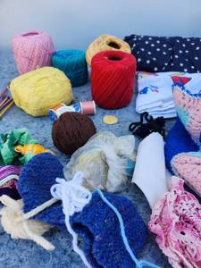 lot 109 image: Mixed Craft Supply Bundle with Yarn and Knitting Materials