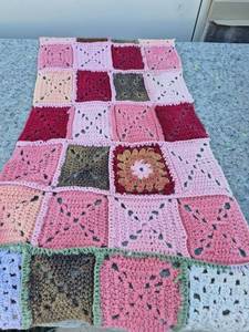 lot 116 image: Handmade Crocheted Granny Square Afghan Throw Blanket