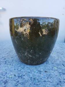 lot 135 image: Handmade Ceramic Bowl with Dark Green Glaze - 9 x 8 Tall