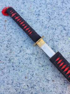 lot 173 image: Japanese Katana Samurai Sword with Red and Black Handle Wrap - Blade is 26 Inches Long