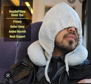 lot 175 image: Dream Hoodie Memory Foam Travel Pillow with Drawstring Hood
