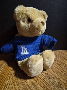 lot 190 image: Los Angeles Dodgers Teddy Bear in Blue Sweater