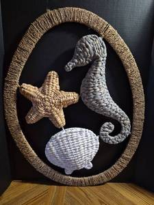 lot 212 image: Woven Seagrass Marine Life Wall Art Set