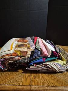 lot 239 image: Vintage Mixed Fabric Bundle Collection Various Patterns - See All Pictures