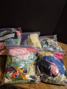 lot 242 image: Mixed Fabric Remnant Collection in Storage Bags