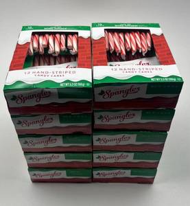 lot 135 image: Spangler Hand-Striped Peppermint Candy Canes - 10 Boxes