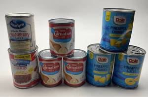 lot 171 image: Mixed Canned Food Bundle - Evaporated Milk, Fruit Filling, and Fruit