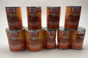 lot 172 image: Libbys 100% Pure Pumpkin Canned Food Lot of 9 Cans