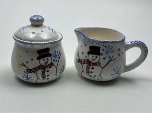lot 227 image: Snowman Christmas Cream and Sugar Set